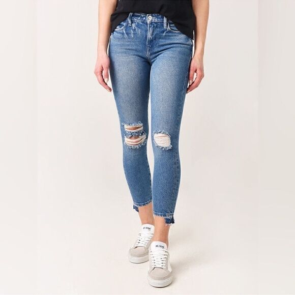 Frame Le High Skinny Crop Clarin Rips Distressed Jeans 26 - Picture 1 of 8